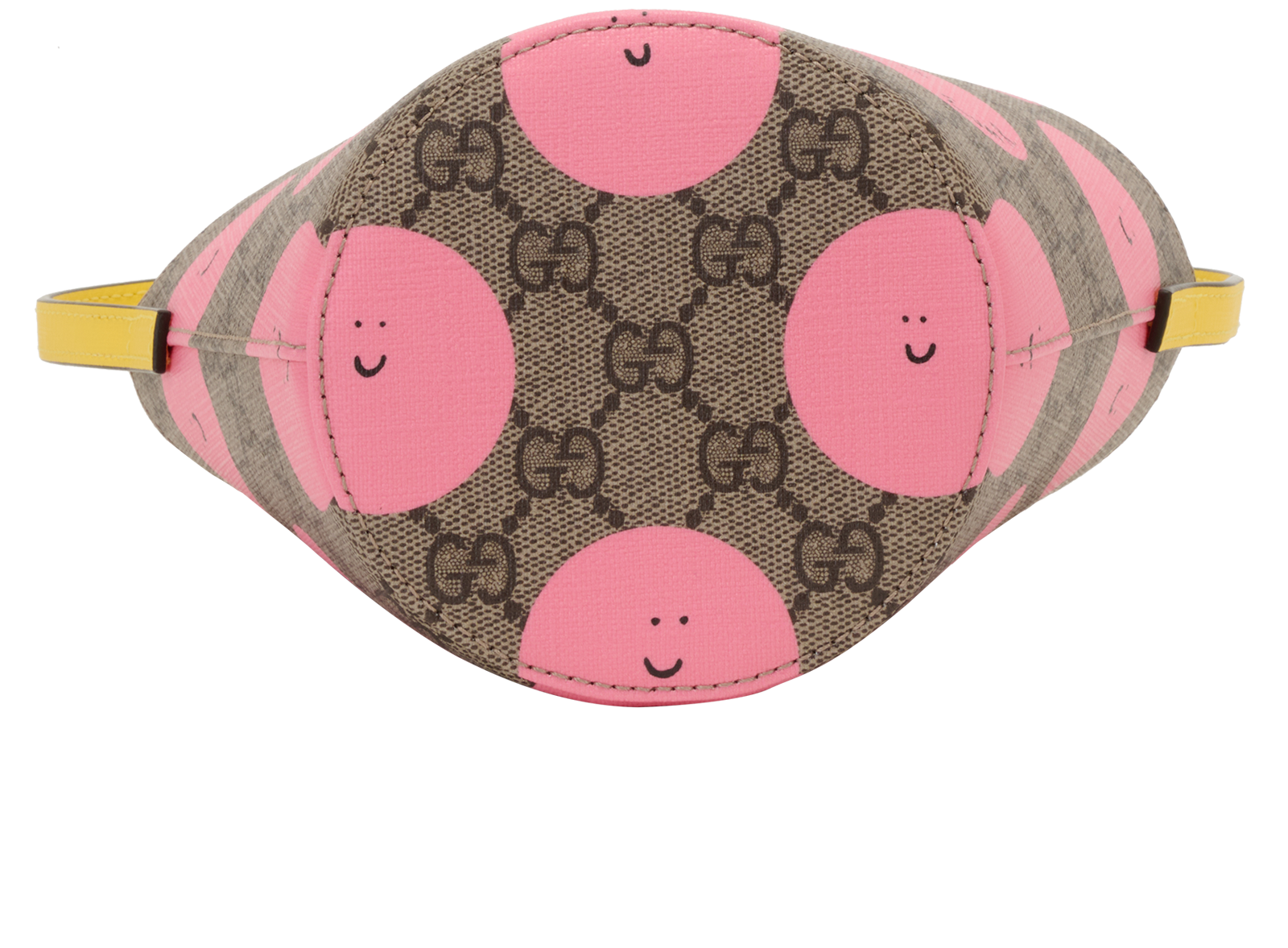 Printed GG Bucket Bag, &pound;350, Handbags, Beige/Pink/Yellow, Canvas/Coated Canvas, Top view